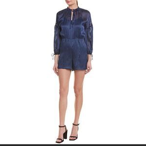 Alice + Olivia Ruffled Silk-Blend Romper, Blue